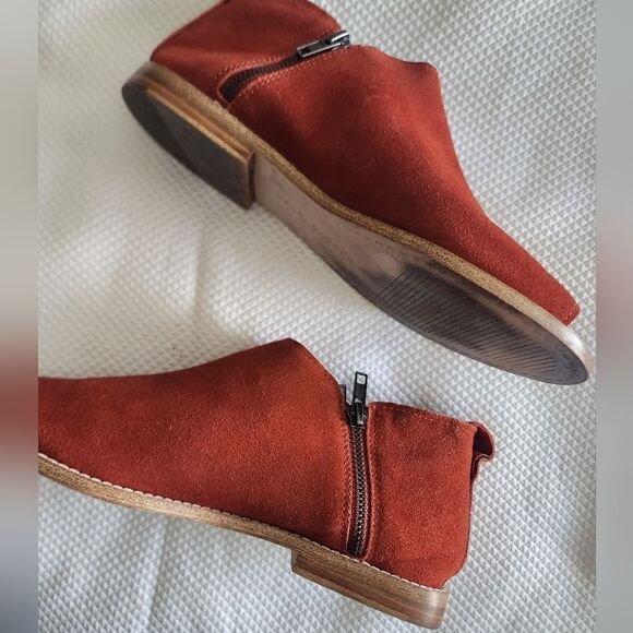 Anthropologie Kelsi Dagger Brooklyn fall suede leather both size zip flats shoes - Picture 12 of 14